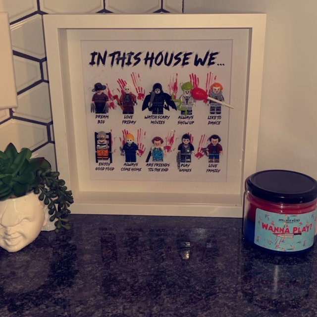 In This House We... 8/10/12 Horror Gift Frame (Halloween Scary Movie) Halloween ,Birthday gift,scary movie loving family