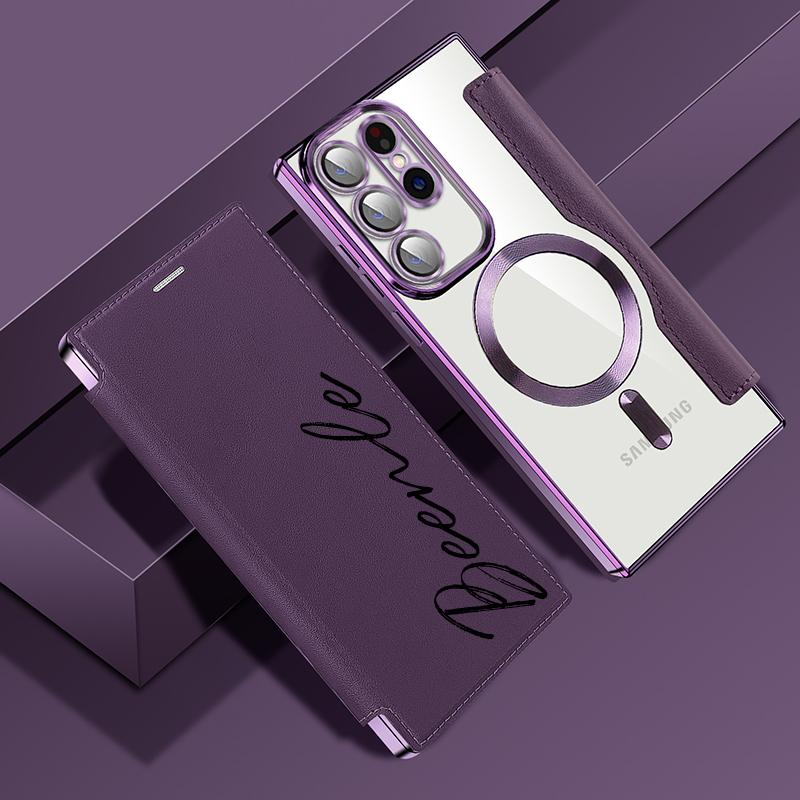 Personalized Leather textured flip phone case