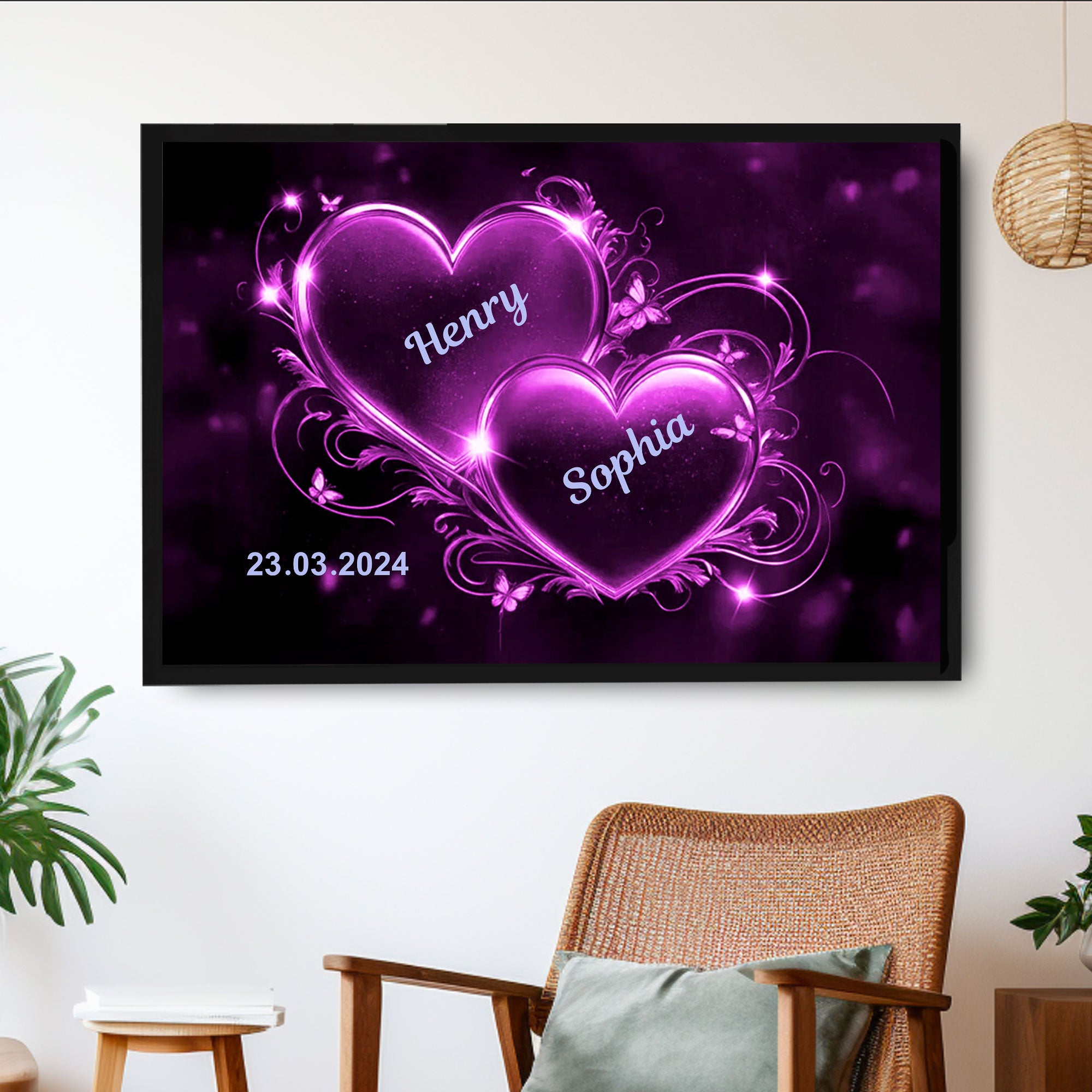 Personalized canvas “Sparkling hearts”