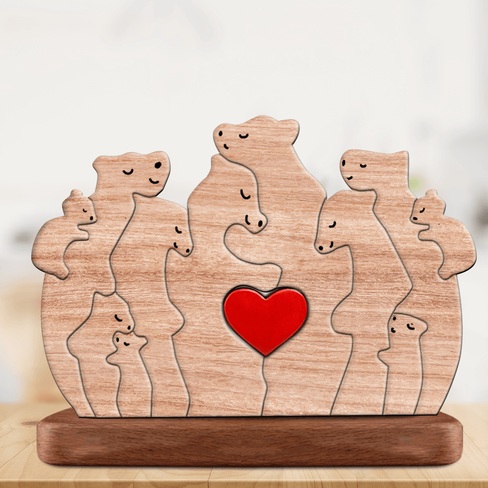 Personalized Wooden Bears Family - Puzzle Wooden Bears Family - Wooden Pet Carvings