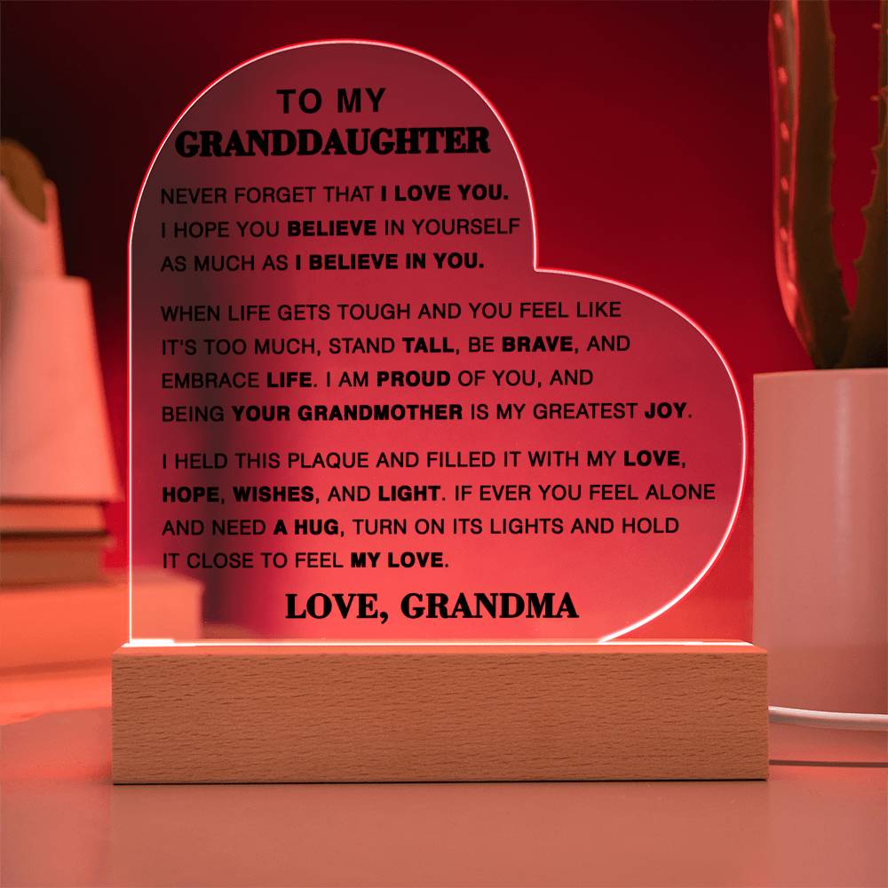 To My Granddaughter - Hold This Close To Feel My Love -Love, Grandma