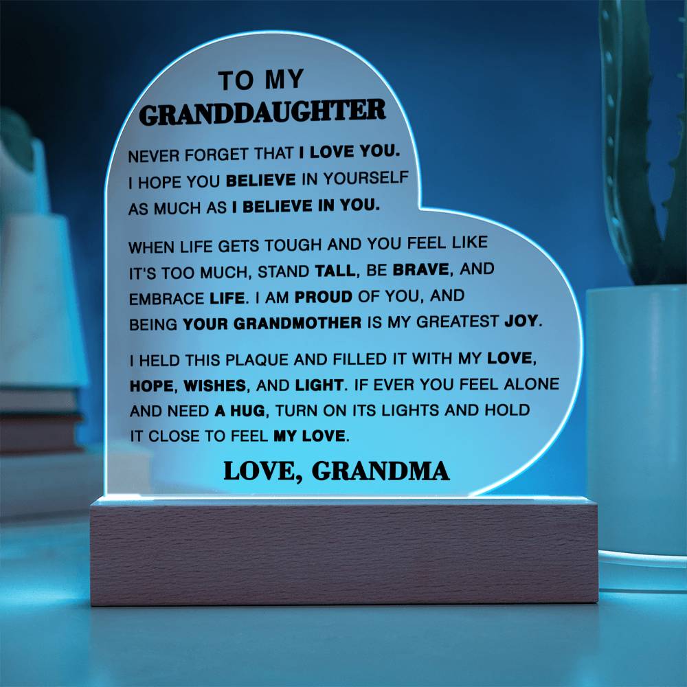 To My Granddaughter - Hold This Close To Feel My Love -Love, Grandma
