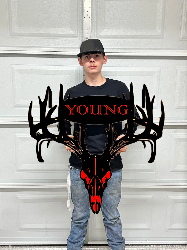 2025 NEW - Personalized Double Bow Hook Metal Deer Skull Rack-The best gift for Christmas
