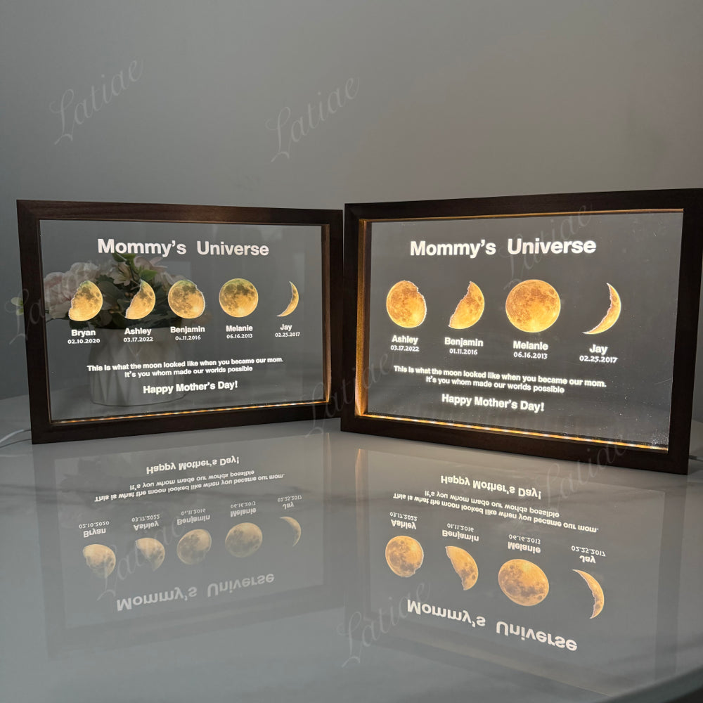 Led Light Frame With Text And Date - Mom's Universe