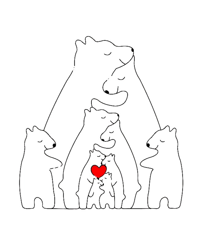 Handcrafted - Family - Wooden Bears Family - Wooden Pet Carvings 