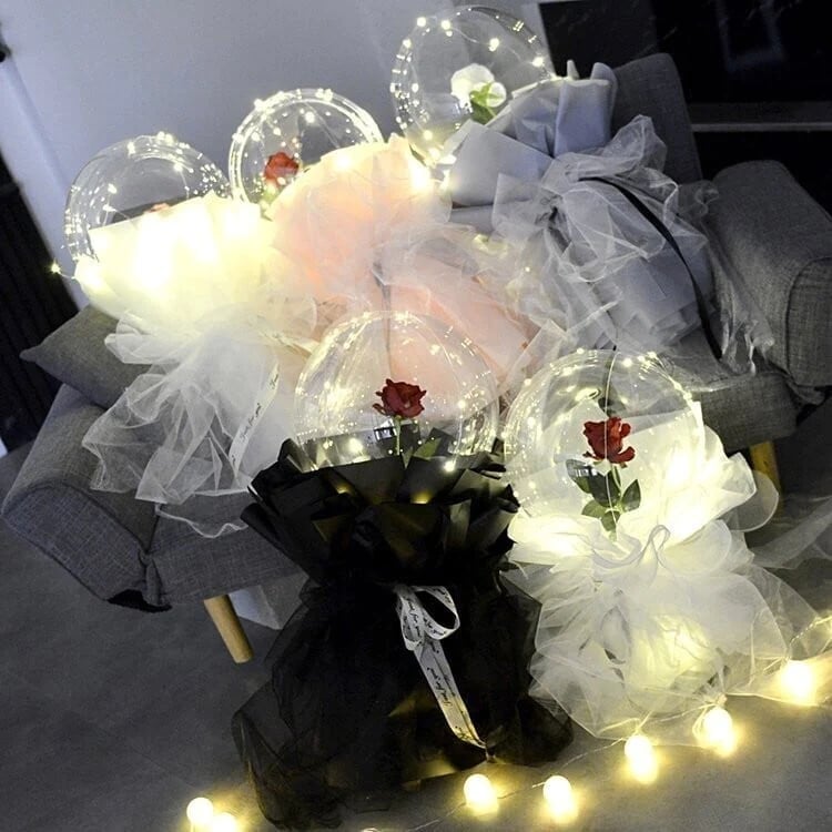 💕2024 Valentine's Day Hot Sale 🎈LED Luminous Balloon Rose Bouquet