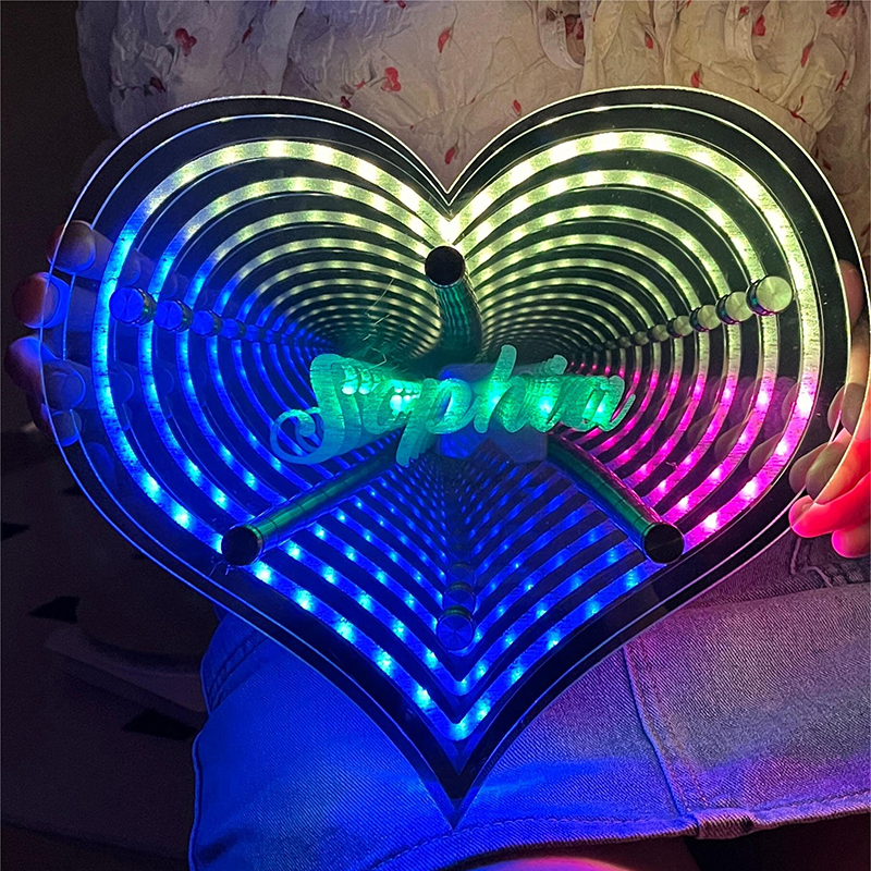 馃敟Hot Sale馃敟Personalized infinite heart-shaped mirror name lamp