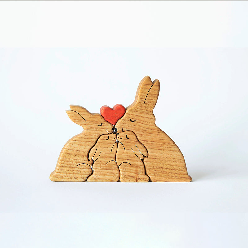 Wooden hare family puzzle