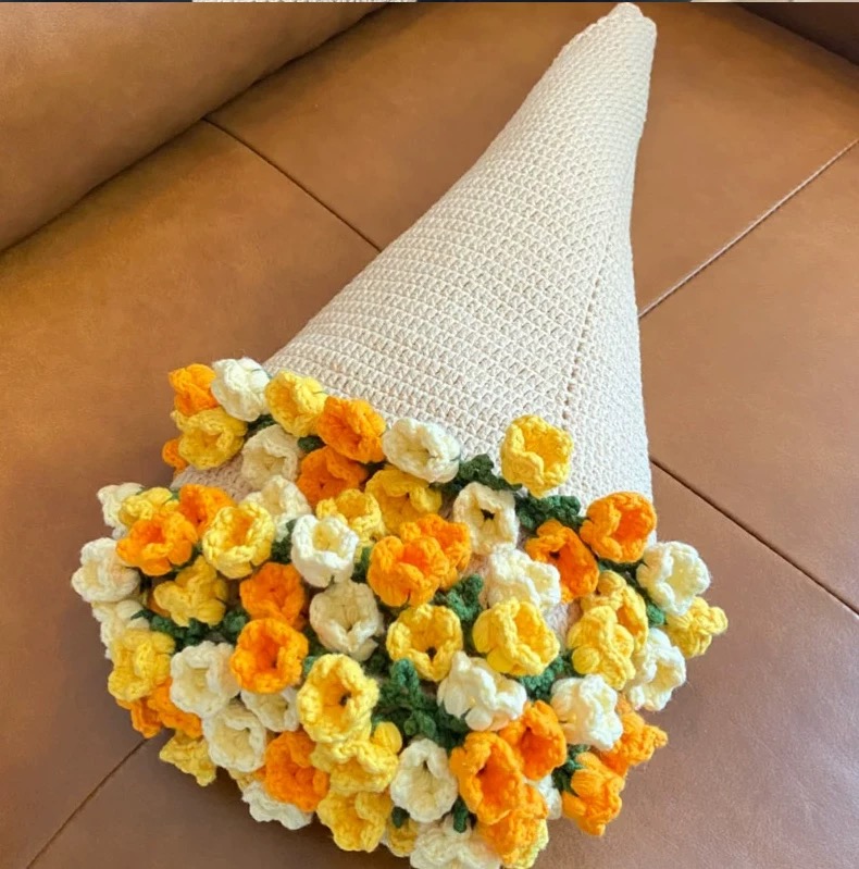 Hand-made Crochet Flower Bouquet Blanket，Sunflower Finished blanket，Rose Bouquet Finished Blanket ,lily of the valley Finished blanket,Wedding Gift，Valentine's Day Gifts
