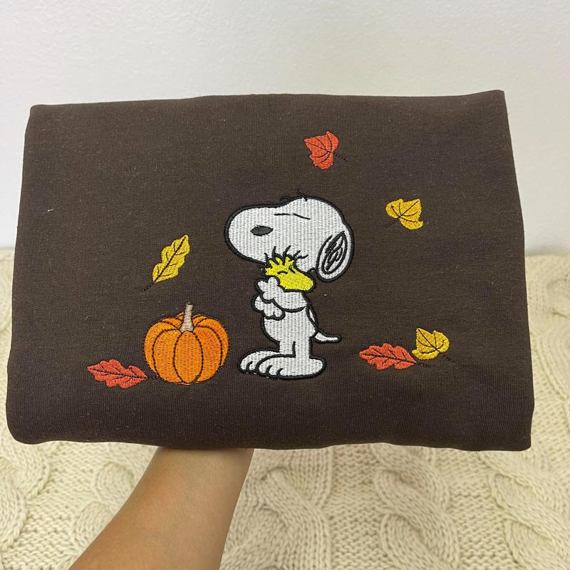 Vintage Embroidered Fall Sweatshirt Inspired Halloween Peanuts Snoopy Pumpkin