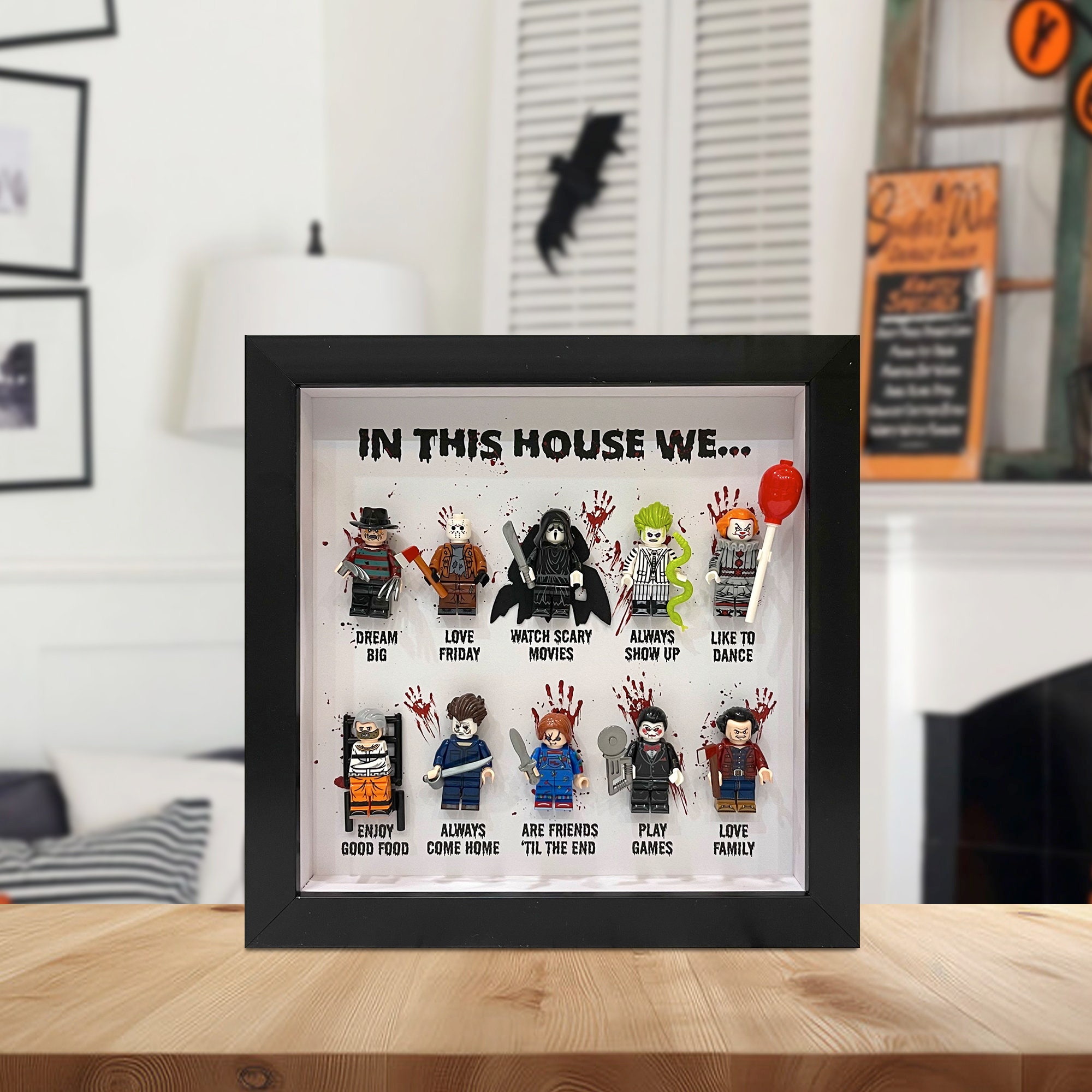 In This House We... 8/10/12 Horror Gift Frame (Halloween Scary Movie) Halloween ,Birthday gift,scary movie loving family