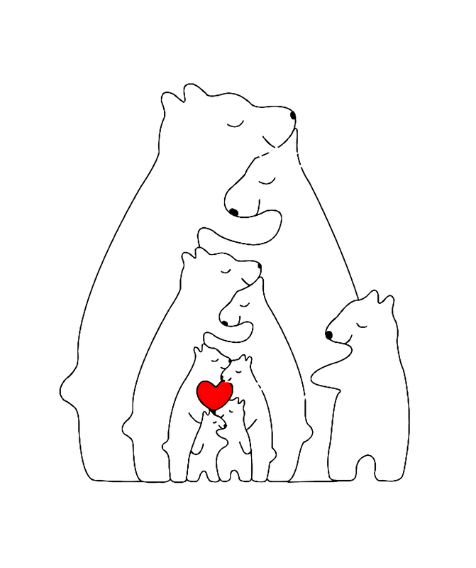 Handcrafted - Family - Wooden Bears Family - Wooden Pet Carvings 