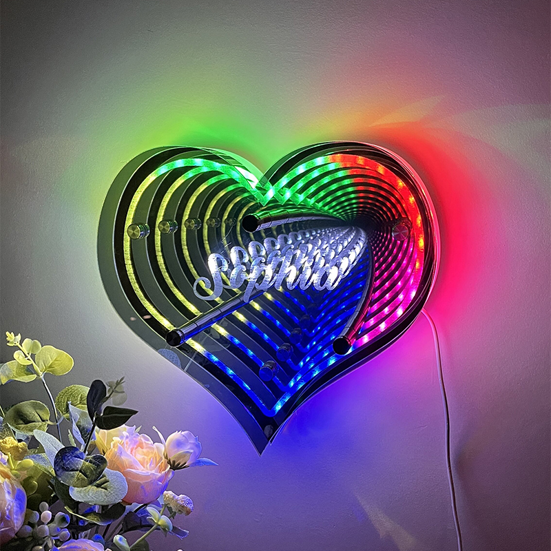 馃敟Hot Sale馃敟Personalized infinite heart-shaped mirror name lamp