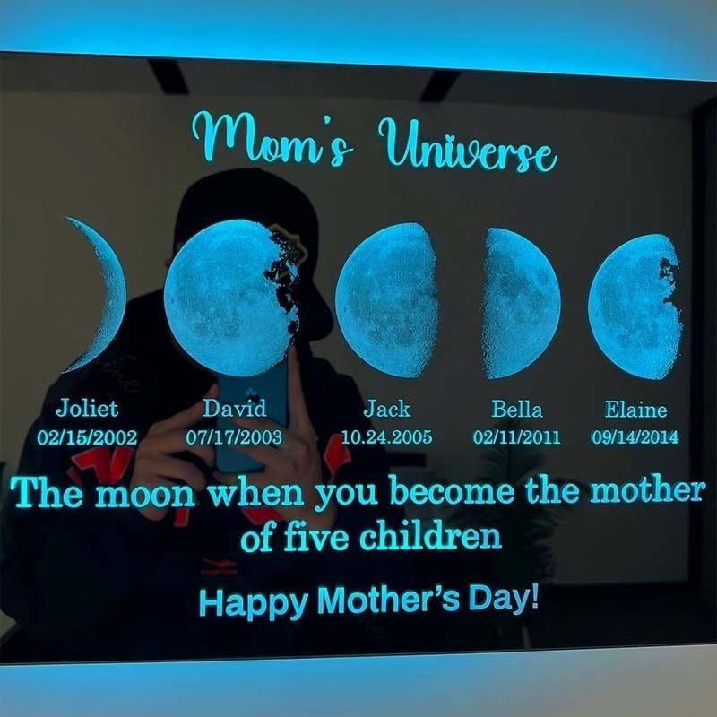 🌖mom's universe🌔Custom Moon Led Mirror Light - Best Gift For Mom👩