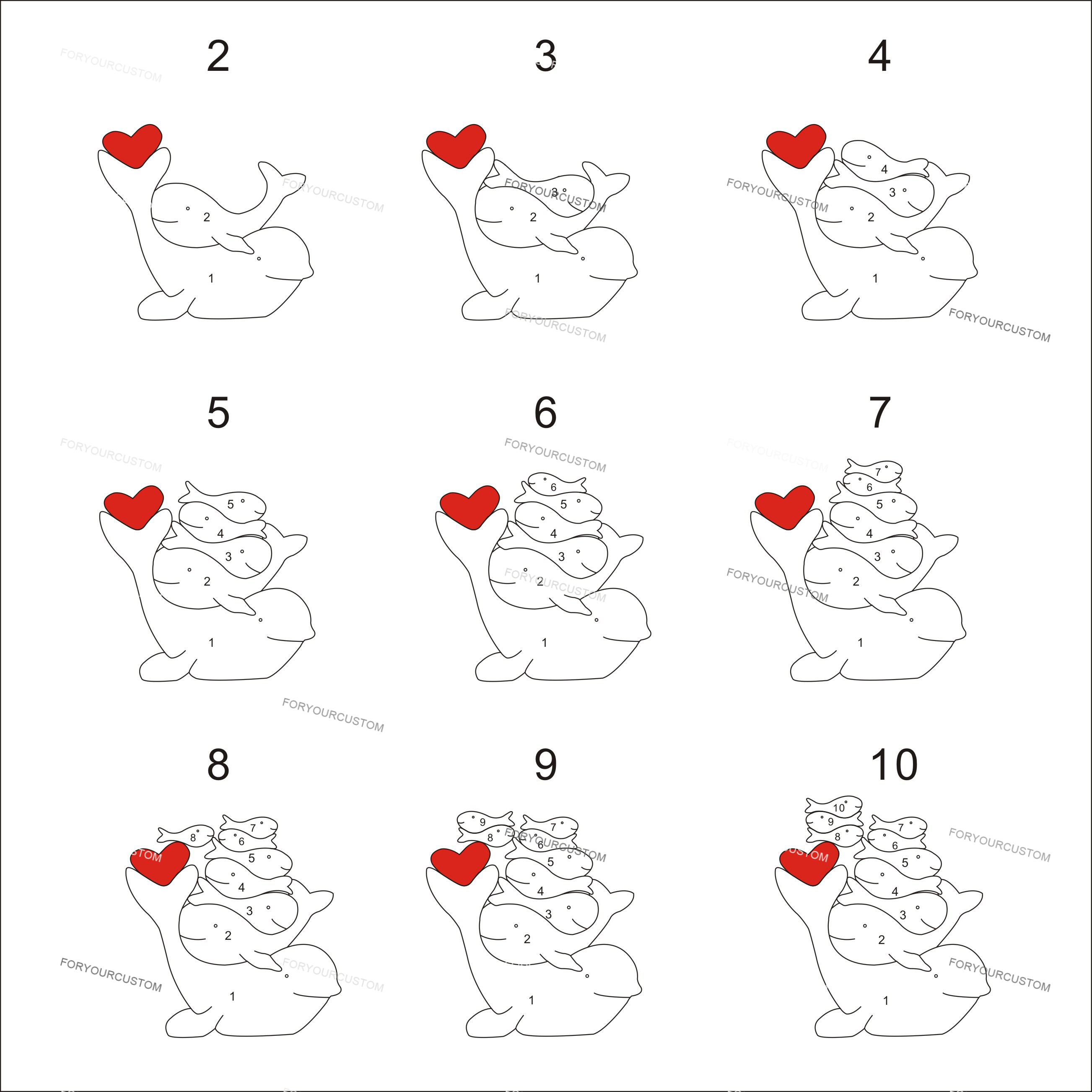 Wooden whales family puzzle