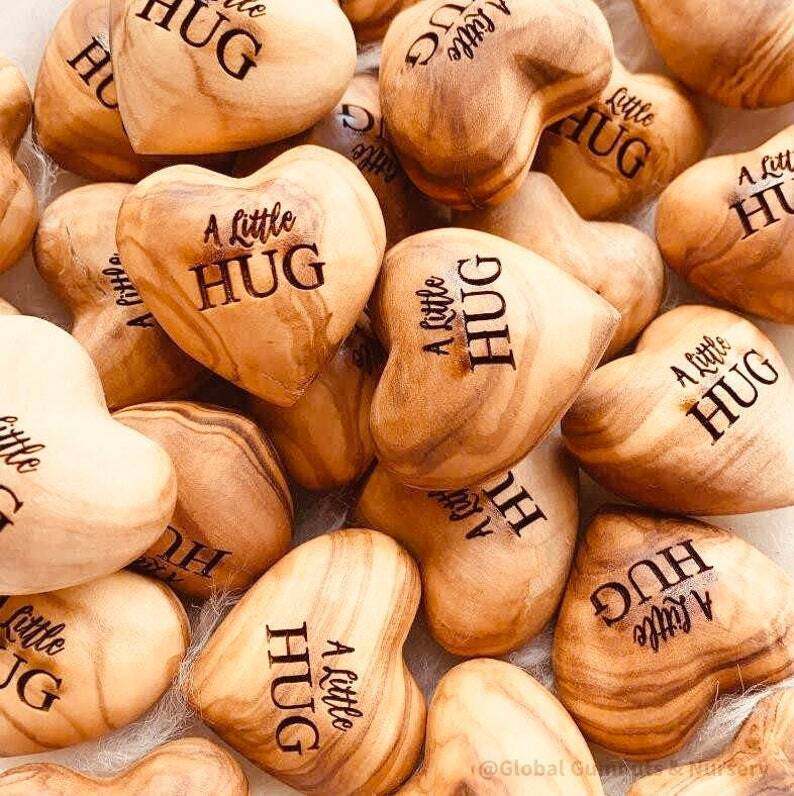 Pocket Hug Wooden Heart Token--Thanksgiving gifts, Christmas gifts