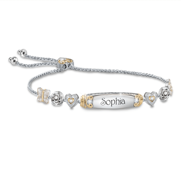 Christmas Gift Granddaughter Bolo Bracelet With Personalized Engravings