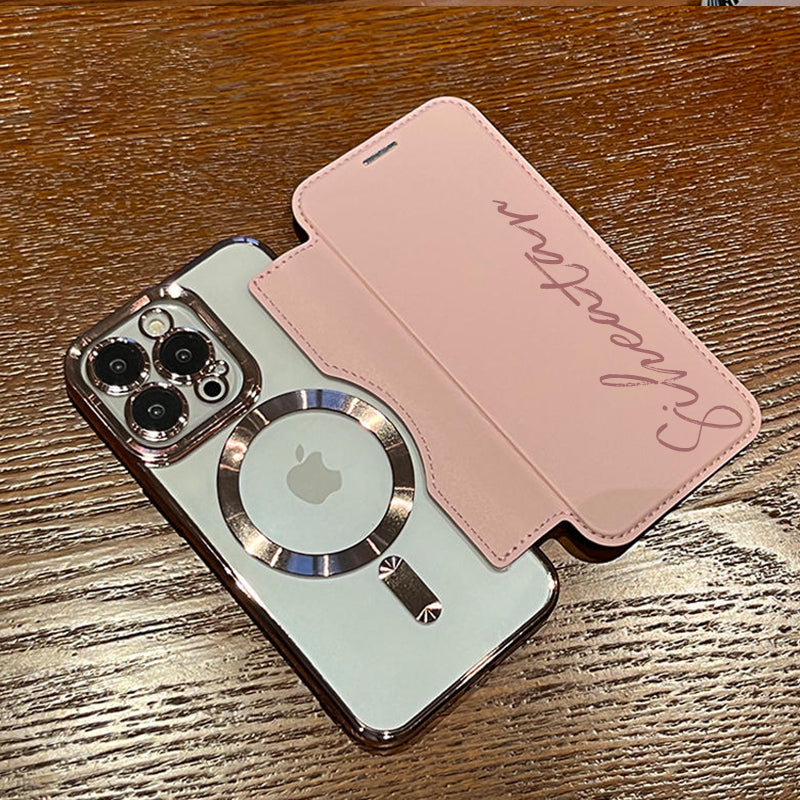 Personalized Leather textured flip phone case