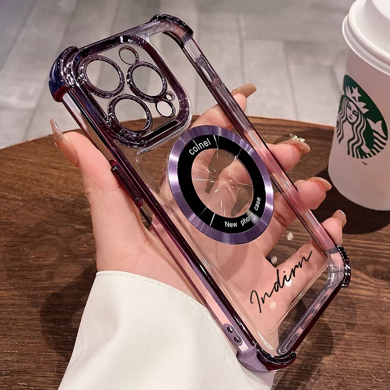 Customized iphone New four-corner anti-fall wireless charging customized name phone case 