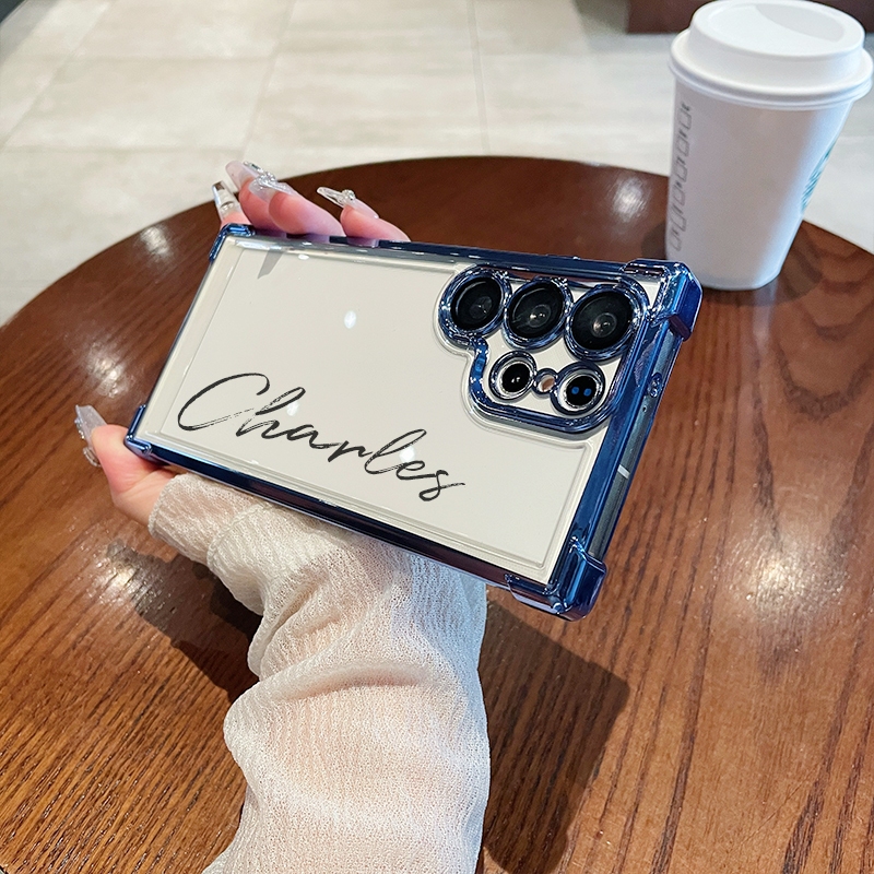 Customized Samsung Casual Vertical Name Ultra Transparent Phone Case