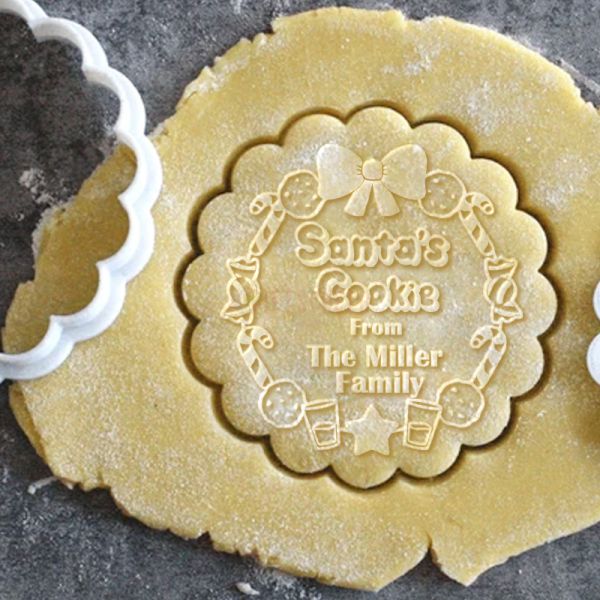 Personalized Christmas Wreath Design Cookie Stamp Family Cookie