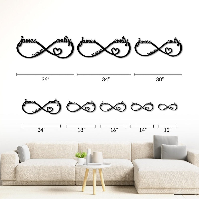 Custom Infinity Heart Metal Sign Wall Art for Your Love & Wedding Decor