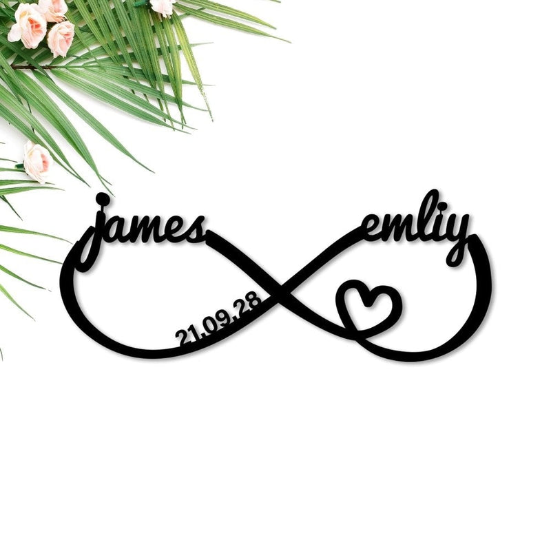 Custom Infinity Heart Metal Sign Wall Art for Your Love & Wedding Decor