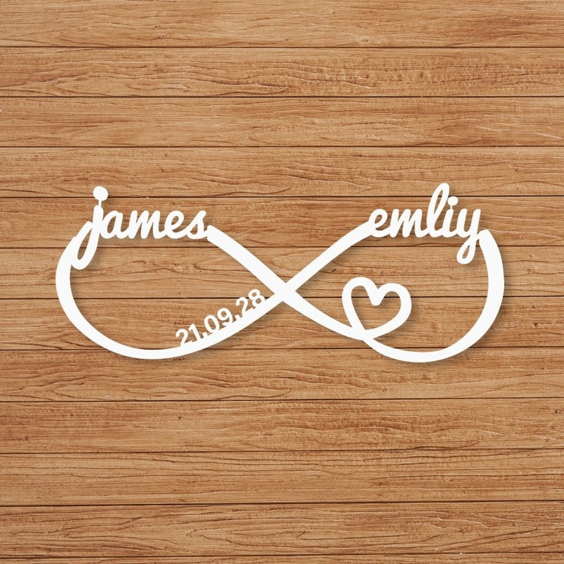 Custom Infinity Heart Metal Sign Wall Art for Your Love & Wedding Decor