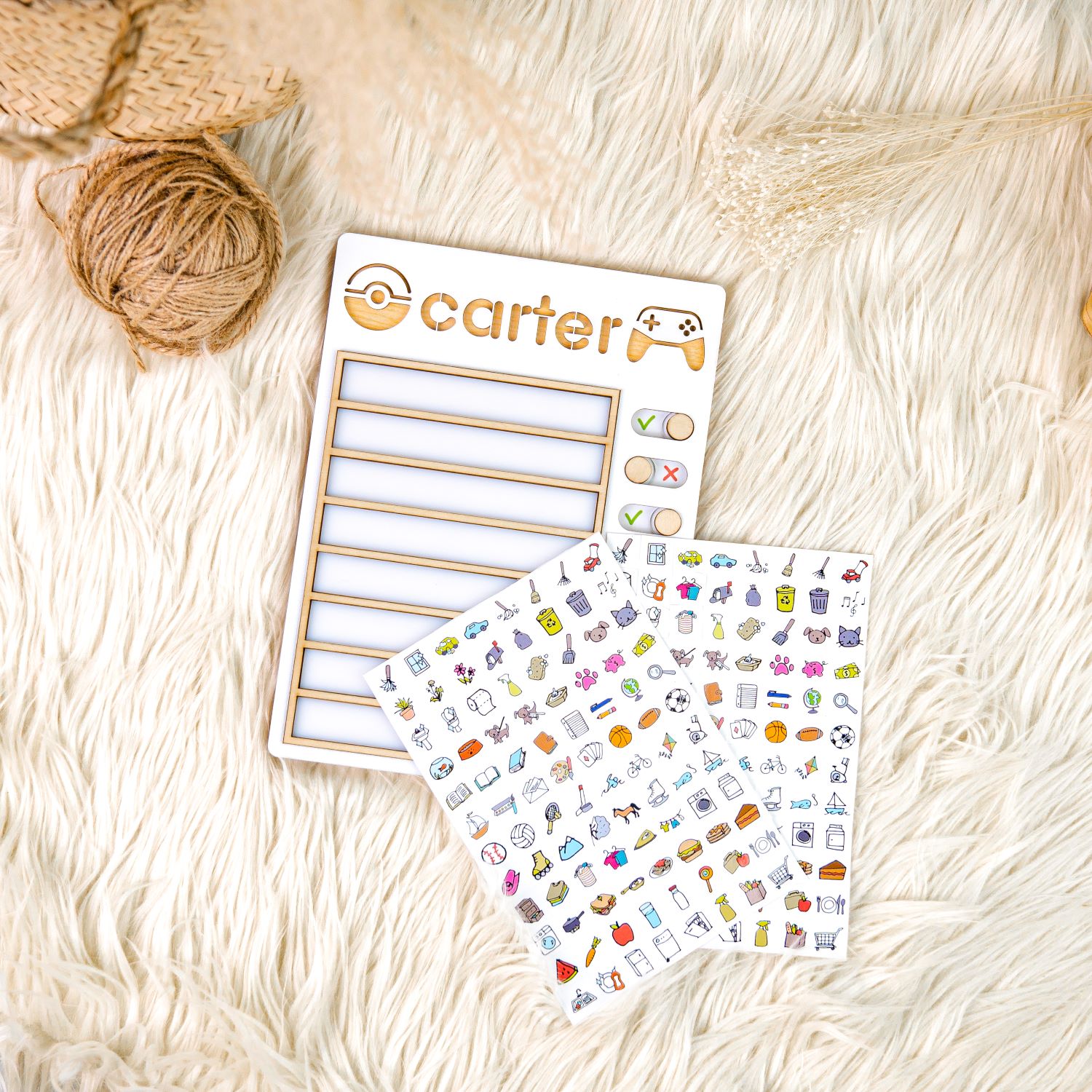 Kindlytoys Wooden Sliding Routine Chart, Chore List, Daily Checklist Board