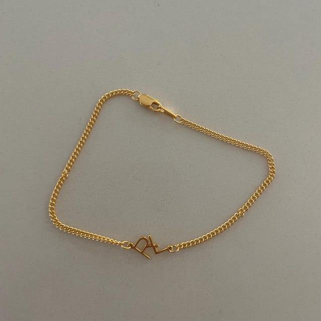 Personalized Two Initial Charm With Curb Chain