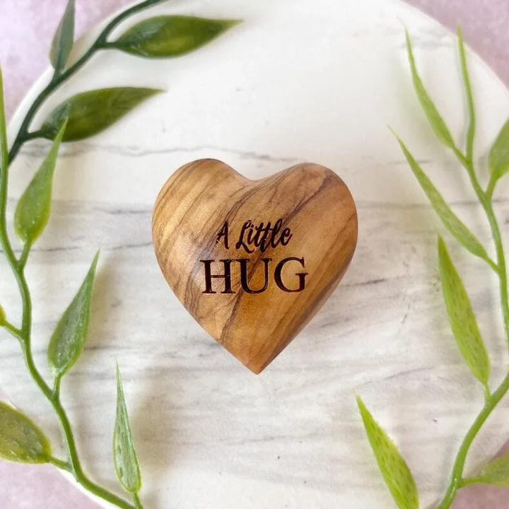 Pocket Hug Wooden Heart Token--Thanksgiving gifts, Christmas gifts