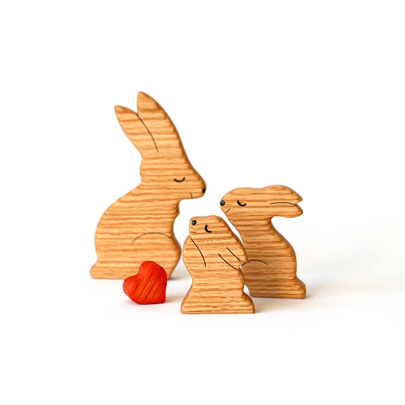 Wooden hare family puzzle