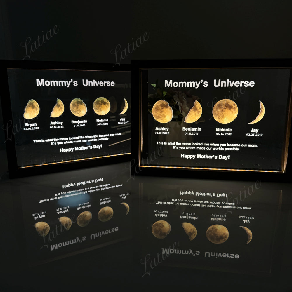 Led Light Frame With Text And Date - Mom's Universe