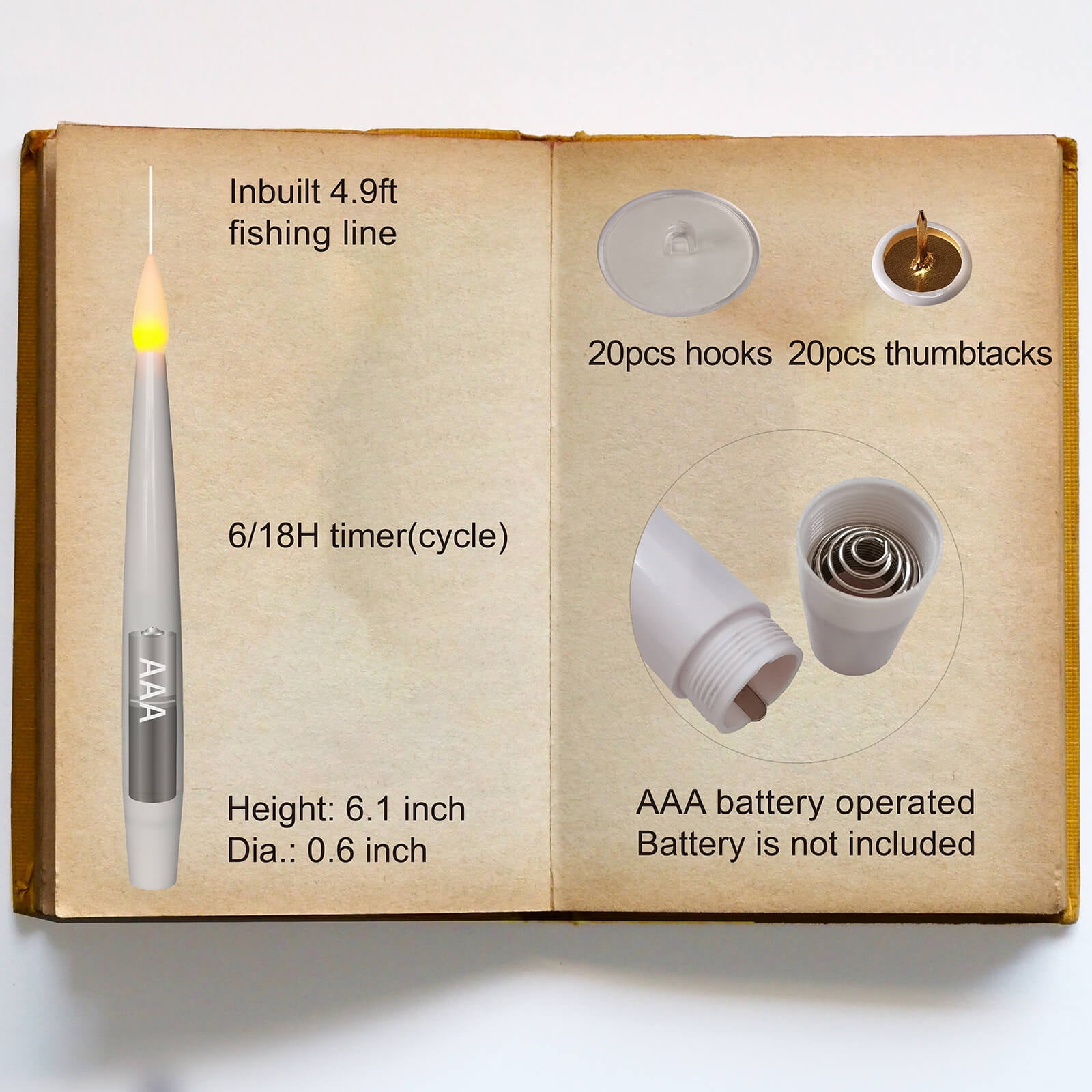 Floating Flameless Candles with Wand Remote and Timer, Halloween Christmas Theme Party Window Decor