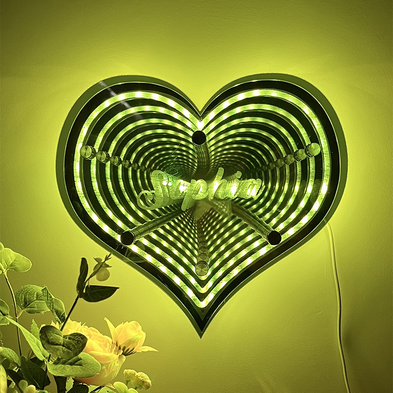 馃敟Hot Sale馃敟Personalized infinite heart-shaped mirror name lamp