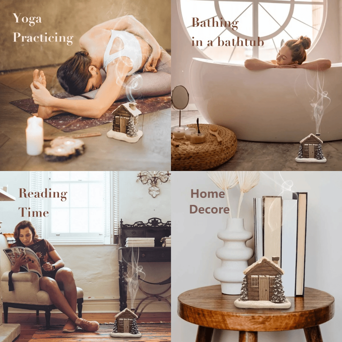 匠HOT SALE 49% OFF私2024 Christmas Log Cabin Incense Cone Burner