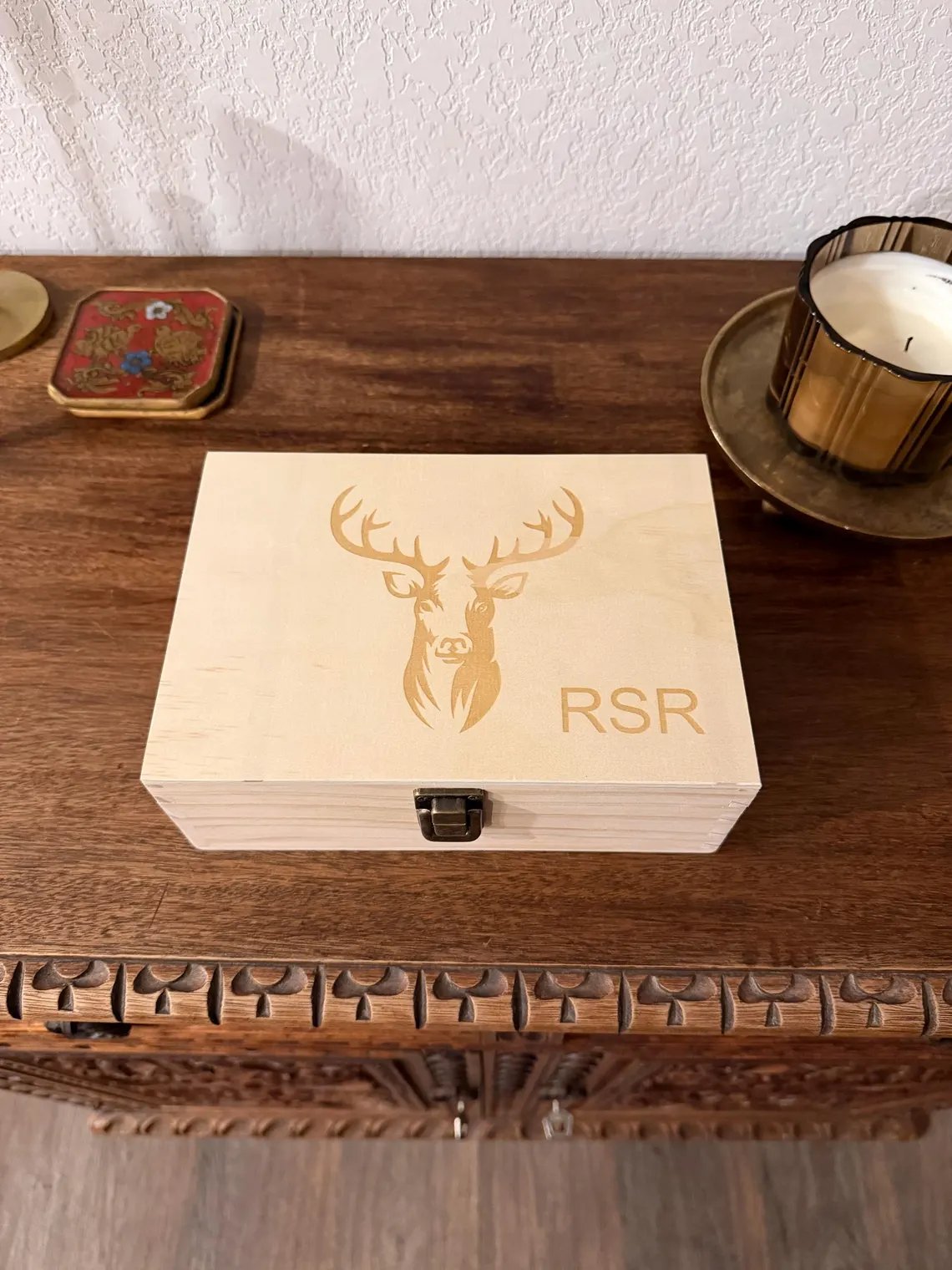 Personalized Handcrafted Solid Wood Hunting Memory Box