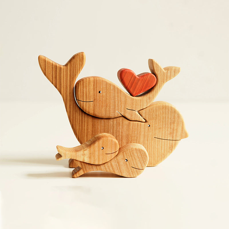 Wooden whales family puzzle
