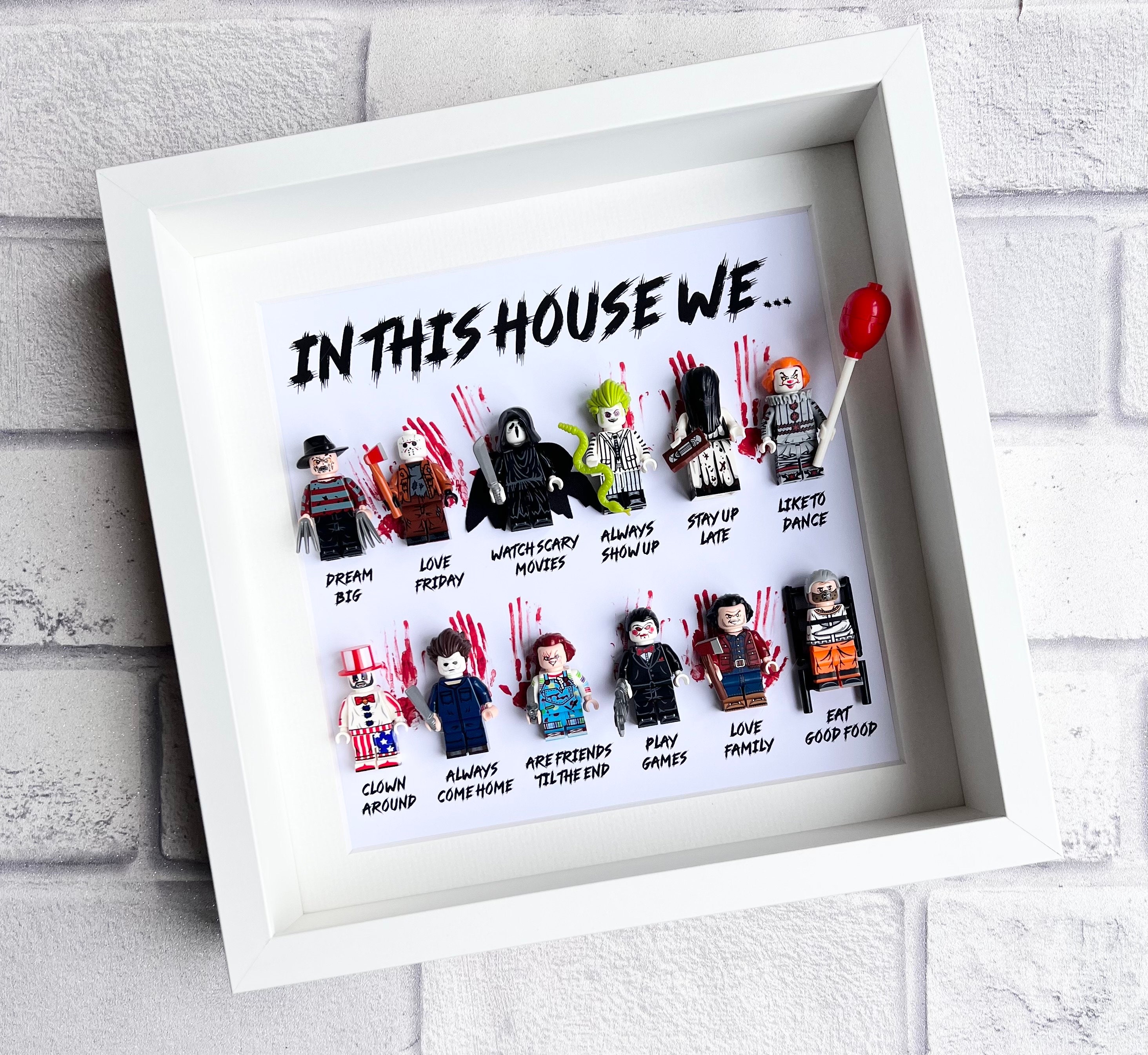 In This House We... 8/10/12 Horror Gift Frame (Halloween Scary Movie) Halloween ,Birthday gift,scary movie loving family