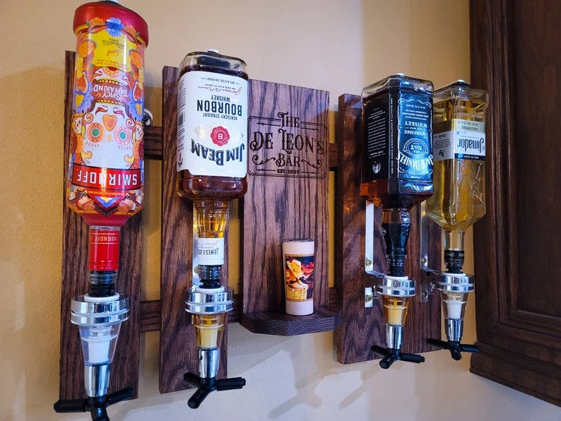 Personalized Wall Mount Liquor Dispenser - Dispenser for Bar Decor