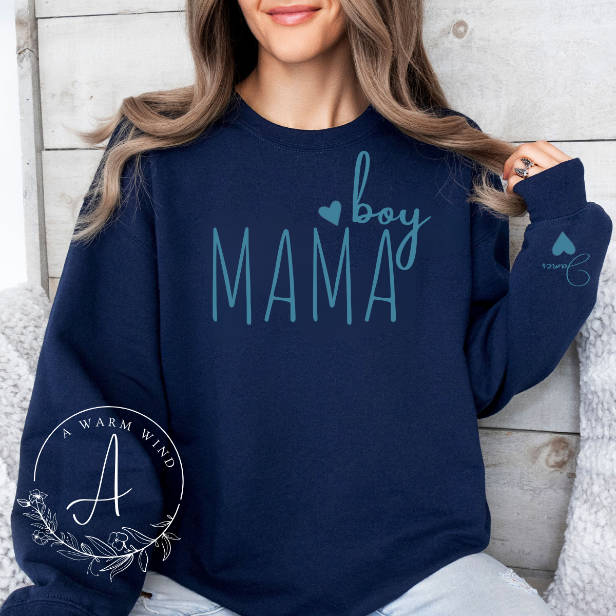 Custom Boy Mama Sweatshirt with Kid Name, Personalized Mom Of Boys Hoodie
