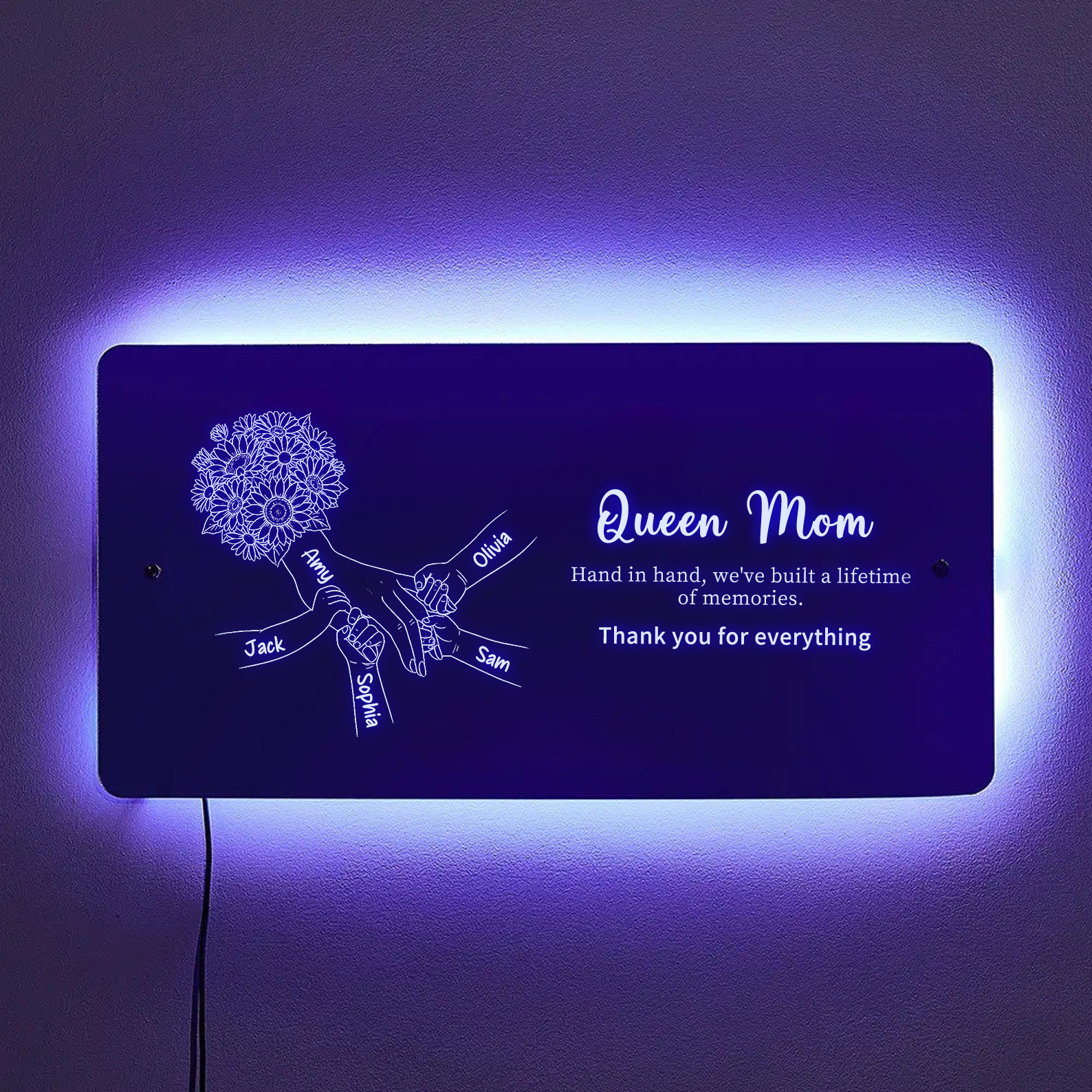 Personalized Mom Holding Hands Mirror Light – Custom Mother’s Day Gift for Mom