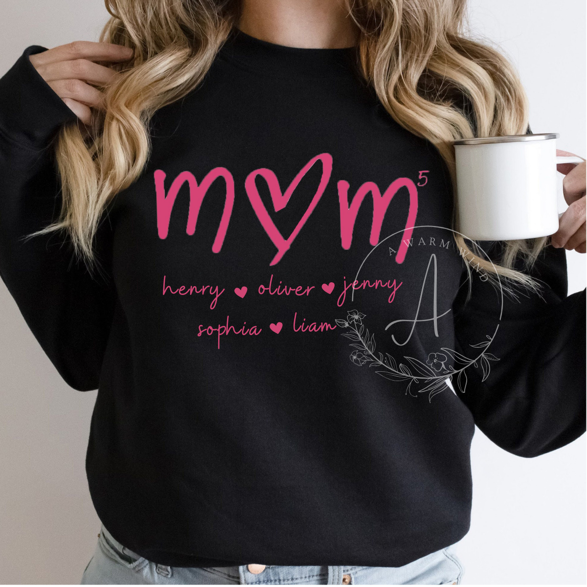 Custom Mama Sweatshirt with Kids Name