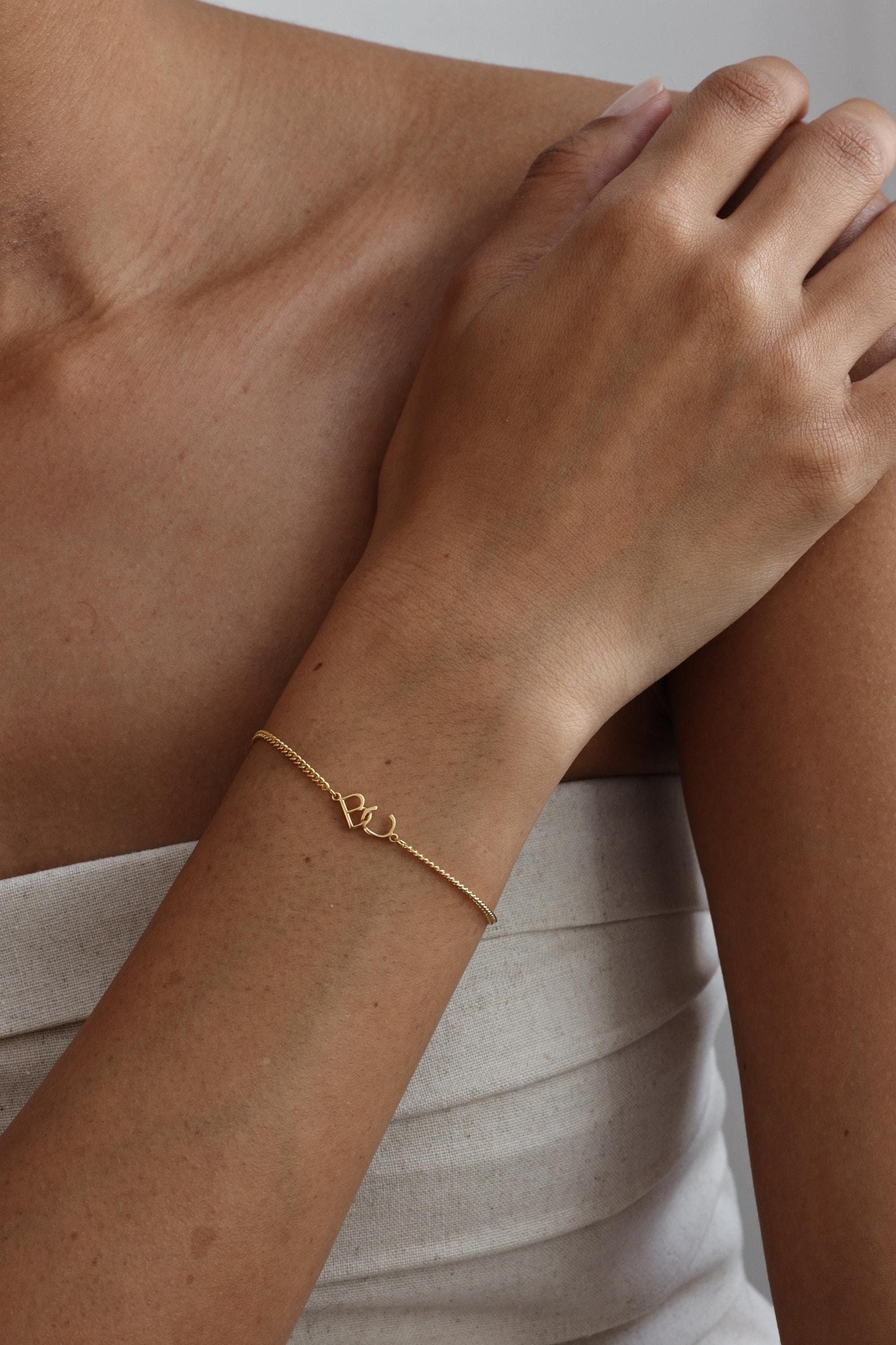 Personalized Two Initial Charm With Curb Chain