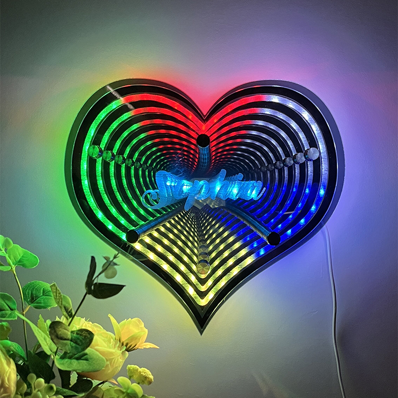 馃敟Hot Sale馃敟Personalized infinite heart-shaped mirror name lamp