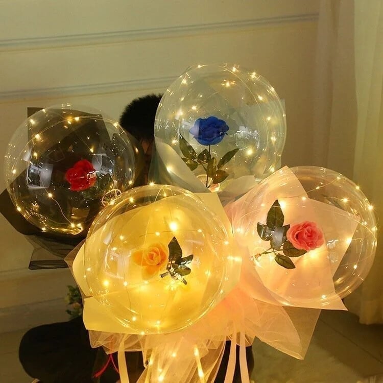 💕2024 Valentine's Day Hot Sale 🎈LED Luminous Balloon Rose Bouquet