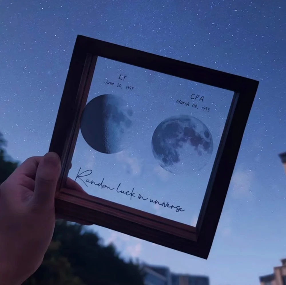🌔Custom Birth Moon Phases LED Light Frame