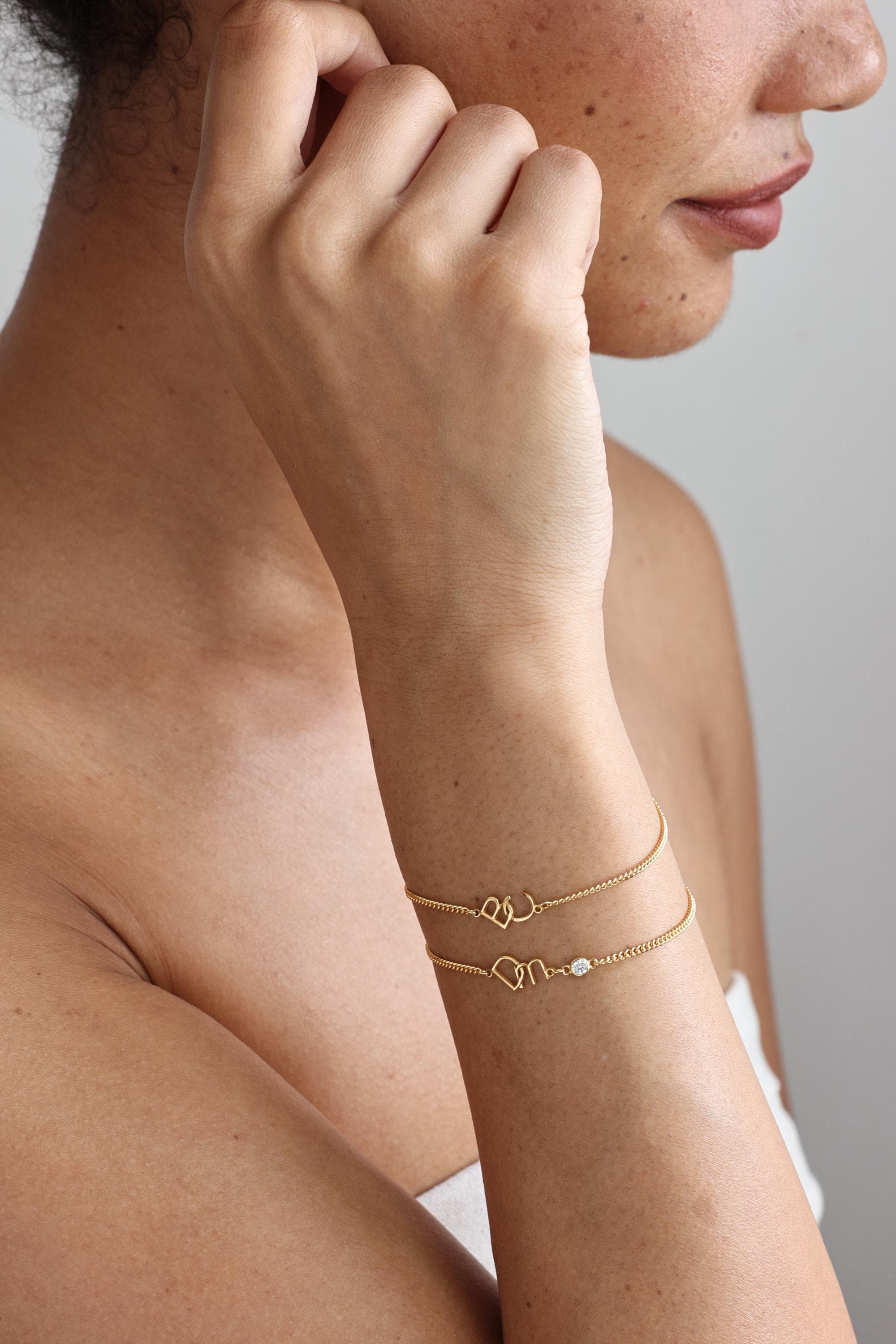 Personalized Two Initial Charm With Curb Chain