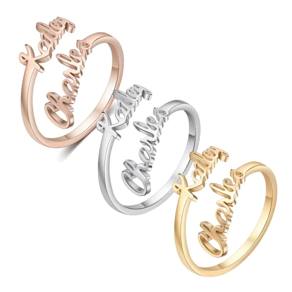 Personalized Double Name Ring