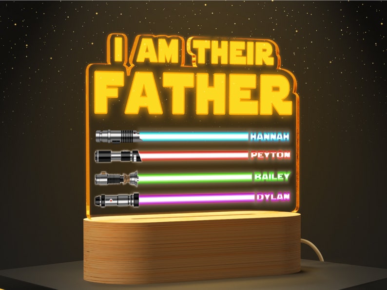 I Am Their Father, Fathers Day Gift from Kids, Personalized Gifts for Dad, Night Light with Kids Names